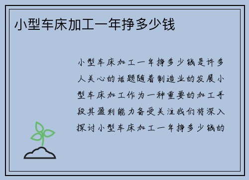 小型车床加工一年挣多少钱